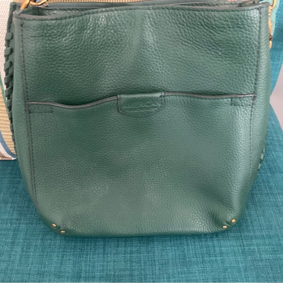 American Leather Co Deep Emerald Shoulder Purse with Whipstitched Sides & Handle - Picture 10 of 15